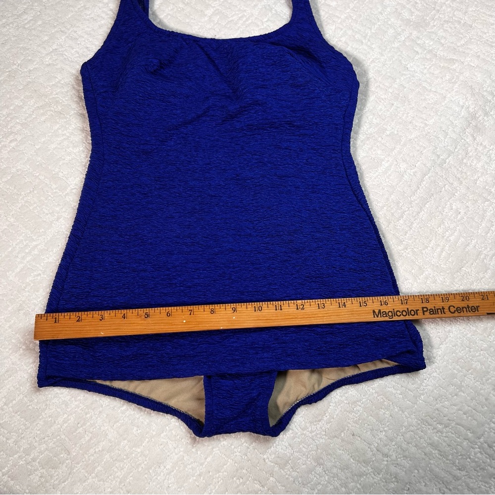 Catalina blue textured one-piece swim dress 16 - Picture 5 of 10